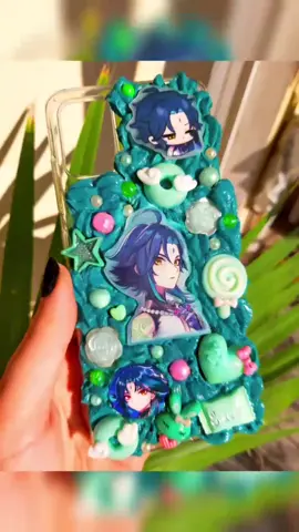 I can make other characters too with any phone model ♡ For orders message me on Insta; @janevindom.shop #glasspainting #GenshinImpact #xiaogenshinimpact #xiao #animephonecase #animephonecases #animegame #decodenphonecase #decoden