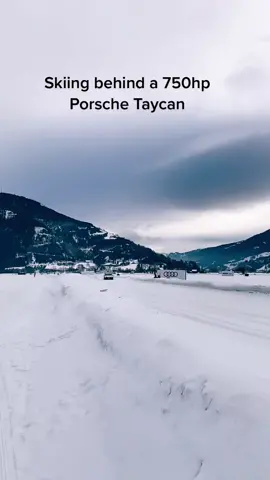 When downhill skiing just isn’t fast enough for you #porsche #skiing #ski #snow #ev #electric #skiijoring