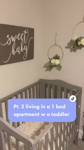 Part 2 of living in a 1 bedroom apartment with a toddler! We love our mini crib! Follow for part 3! #fyp #trending