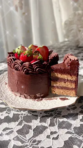 生チョコのケーキ！スポンジ作るのちょっと上手になったかも❤️#ケーキ作り #fyp #chocolate #バレンタイン