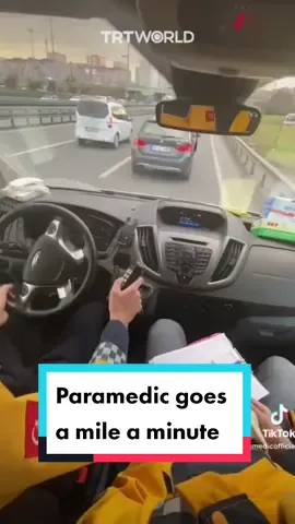Necmettin Guntekin, a paramedic in Turkiye, jumps the gun as he drives an ambulance to catch up with waiting cases in heavy Istanbul traffic.