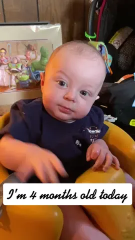 4 months, 123 days of growing and glowing with you ✨ #NoahBucek #momtok #babytok #bumbo #4monthsold #SAHM #firsttimemom #chonkyboy #toystory #foryou