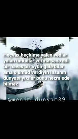 O dünyaki səni özünə sakin bilib sən o dünyanı  yıxacağsansa elə kənarda dur seyr et#fyp