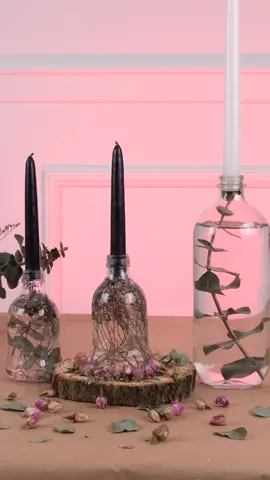 Cam Şişeden Mumluk 🕯️Biraz su, biraz çiçek ve bir mumla cam şişelerinizin dönüşümü harika! 💧🌷👍🏻