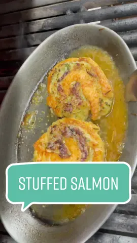Stuffed Salmon 🤤 #seafood #Recipe #yummy #tasty #fypage