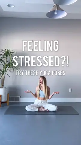 Feeling Stressed? You’re not alone 😔 Practice these yoga poses to ease stress + boost your mood #yoga #StressRelief #beginneryoga