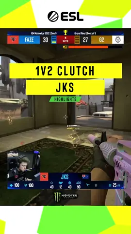 jks clutches to finish the match. 31-27 🤯 #ESL #gaming #csgo #cs #counterstrike #csgomoments #csgohighlights #faze #jks #katowice #katowice22 #iem #grandfinal #clutch #clutchmoment