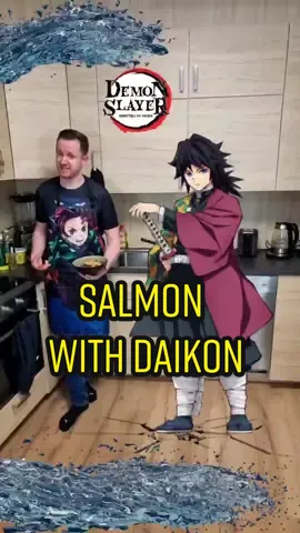 Reply to @feiz_saouyi Giyu's simmered Salmon with Daikon 🌊 #giyuu #tomioka #demonslayer #tiktokfood #foodkagechris #fy