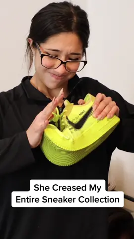 Little sisters creased my sneaker collection as revenge.. #sneakerhead #hypebeast #shoes #sneakercollection #nike #jordan1