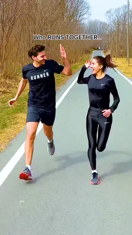but he can’t beat me 😏😂 IG: thefashionjogger #Running #couplegoals #motivation