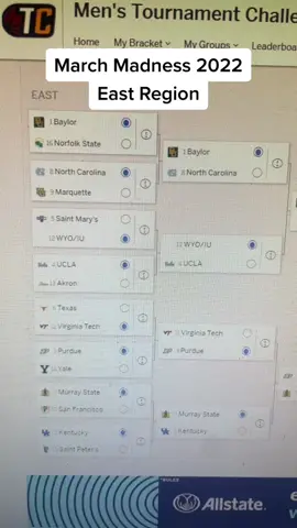 March Madness Bracket! East Region! #MarchMadness #bracket #sports