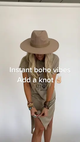 Need a little flair to your ‘fit? Just add a knot! #fashiontiktok #tshirtknot #bohostyle #dressknot #DIY #stylehack #fashiontip #threebirdnest