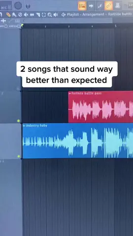 2 songs mixed together. a mashup of the fortnite battle pass song and industry baby. the software is fl studio.