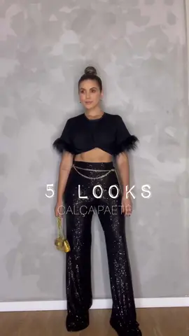 #publicidade oiiii, 5 looks com calça de paetê ❤️ qual gostaram? #fy #viraliza #looks #fybr #viral #trend