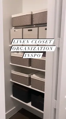 These fabric lined baskets are *chefs kiss* @The Container Store #thecontainerstore #linenclosetorganization #storagesolutions #linencloset #organizationideas #ltkhome