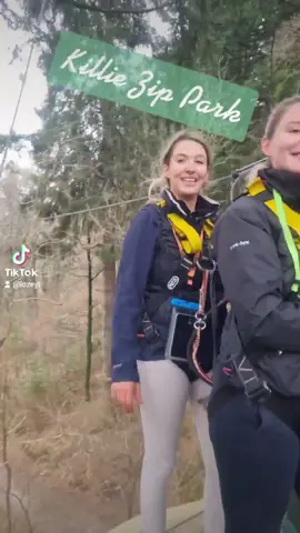 Zipline in Perthshire Scotland in March #scotlandtiktok #travelscotland #zipline #adventurescotland #pitlochry #killiezip