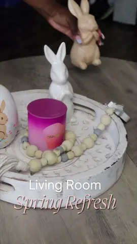 Spring living room edition #livingroomdecor #easterhomedecor #springhomedecor #spring #springcleaning #blackgirltiktok #sahmlife #MomsofTikTok