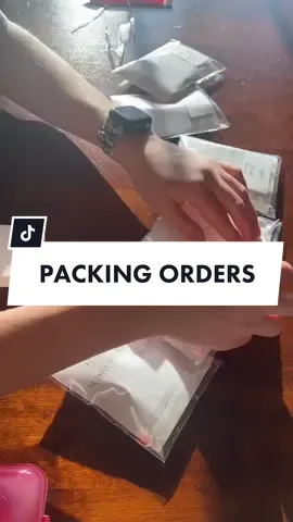 Pack orders with me!                                     @🖤 Custom Stickers 🤍 #orders #packingorders #siliconebeads #breastcancerstrong #pinkribbon #wristlet #keychain