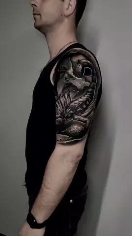 cover up #coverup #coveruptattoo #scorpion #scorpiontattoo #solidink #fkirons #shouldertattoo #ink #tattoo #strongman #longsession