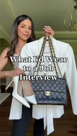 All white workwear look 🤍 #interviewoutfit #whiteoutfit #springstyle #corporateoutfit #outfitinspo #fashiontiktok #workwear