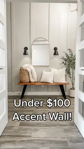 Watch how to turn a blank wall into a piece of art for under $100! #learn #LearnOnTikTok #HowTo #DIY #homeprojects #accentwall #fyp #PringlesCanHands #onlyinmycalvins
