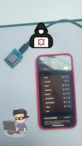 Když se připojíte třeba v mekáči na wifi iphone vám automaticky otevře přihlašovací stránky (zlatý android) a telefony se připojují k uloženým wifi na základě názvu nebo mac adressy? v kombinaci s předchozím útokem se telefon připojí na novou wifi a automaticky otevře zlé stránky!! #funtech #bastl #esp32 #anonymous #wifi #hackovani #hacktheworld #czit #itcz #twitchczsk #streamer #elektronika #hackingdog #fy #fyp #iphone12 #iphonetricks #applecz #appleczech #iphonecz #iphonechallenge