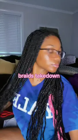 why is the takedown almost as tiring as getting them done😯 #braids #curlyhair #knotless #fyp #blackgirl #takedown