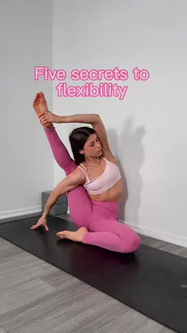 5 secrets to flexibility 🌸 do you do any of these? Practicing on @matifymats #flexibility #yoga #yogapracice #yogatutorial