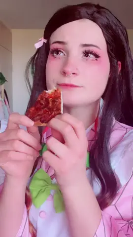 Trying to eat with fangs is so DIFFICULT #nezuko #nezukocosplay #demonslayer