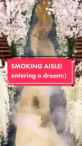 We added a dramatic flair by creating an illusion of a curving reflective aisle. ✨ It's as if you are entering a dream! ✨ #Gideonized #Aisle #WeddingAisle #BeforeAndAfter #SmokingAisle #BridalMarch