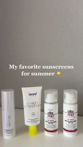 Sunscreen is so important to use everyday, so I wanted to show you my favorite ones 🥰Also @Supergoop is having a sale right now on their website! #sunscreen #supergoop #summeressentials #eltamd #itgirlessentials #itgirl #skincareessentials #microinfluencer #foru #beauty #sephoraessentials