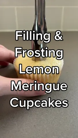 Frosting lemon meringue cupcakes! #lemonmeringue #meringue #cupcakes #cupcakepiping #filledcupcakes