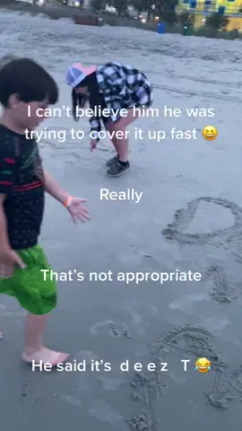 #beachfun #beachsand #drawinginsand he a creative young man I’ve taught him better I’m very disappointed in him 😂  he likes to draw toes in the sand  #funnykid
