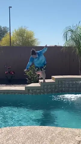 Even stumbling into the pool can be graceful in its own way 😅🏊‍♀️🌊 #ViralHog #Fail #Humor