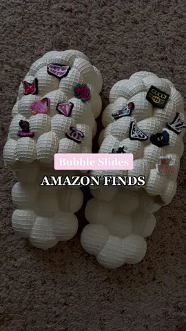 had to get them 🥺🤍 love these already — link in my bio to shop #amazonfinds #bubbleslides #golfballslides #croccharms #bubbleslideshoes #fyp #trending #crocdesign #bubbleshoes #foryoupage #explore #viral #amazonstorefront #amazonmusthaves #blackgirltiktok #blackgirlcontentcreator #trendy