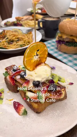 Check out how I spend a day in #westryde #sydney as a #Foodie 😎 Had a massive #brunch ft. The most #aesthetic #frenchtoast and more #desserts to follow 🙈  #bigbreakfast #burger #pasta q #cheesecake #coffee #sydneycafe #FoodTok #sydneyfoodie #sydneyplacestovisit #sydneyeats #fyp #fypシ #dayinmylife