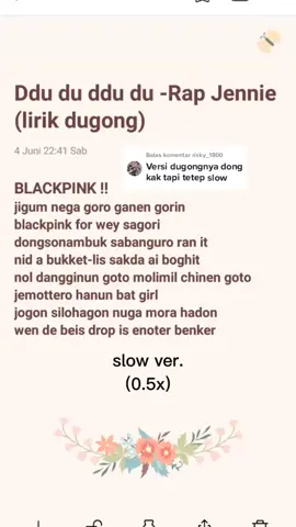 Balas @risky_1800 nih yaa #ddududdudu #blackpink #jennie #fypシ #fypage #4u #xyzbca #foryou #rapchallenge #jennierap #easylyrics #lirikdugong #rap #fypシ゚viral #jennierapchallenge #foryoupage #slowversion #blink #sponsored #fypp #bp #jenniekim #fypdongggggggg