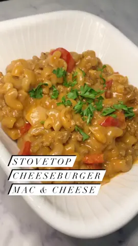 Stovetop Cheeseburger Mac & Cheese…the ultimate comfort food! Recipe from Damn Delicious. #foodiesoftiktok #fyp #Foodie #deliciousfood #foodtiktok #dinnertime #pastatiktok