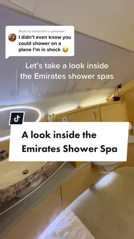 Reply to @xtamirahx  what it’s like to shower 40,000ft above ground 🚿 #emiratesfirstclass #emirates #luxurytravel #firstclass #planetok #firstclasstravel