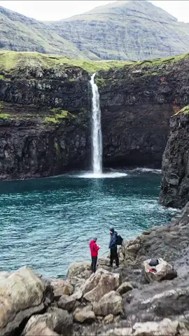 The Mulafossur waterfall in Gasadalur, Faroe Islands #faroe #faroeislands #waterfall #gasadalur #mulafossur #ocean #drone #cliff #Outdoors #travel #mountains #drone #aerial