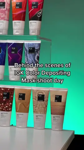 Hair flips on set hit different when your hair is pink 💓 shop IGK Color depositing now @ultabeauty   🛍 #IGKColor #HowDoYouColor #colordepositingmask #igkhair #bts #photoshoot #haircolor #transformation
