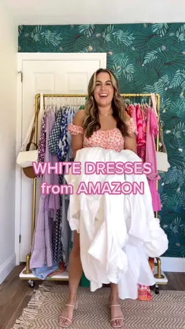 Some of my favorite white #amazon finds for summer! 🐚 #amazonfinds #AmazonMusicProudHeroes￼ #whitedress #bridetobe #bridallook #amazonfashion