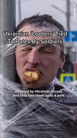 Soldiers in #Ukraine have tied up looters to poles in order to humiliate them. Photographer Ron Haviv had unprecedented access to all aspects of the recent Ukraine war. Here’s the story behind the image. #Ukrainewar #Russia #photography #tiktokphotography #photographyideas