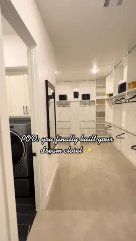 Laundry room and bathroom connected to your walk in closet? Yes pls 😍 #walkincloset  #closetgoals #homeideas #newbuild #txhome #fyp #pov #dreamhome
