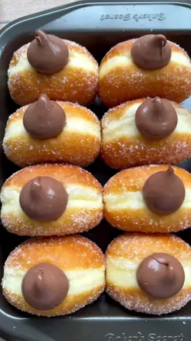 Brioche Donuts with Chocolate Pastry Cream Filling🍫 دونات بحشوة كريمة باتسيير او باستري الشوكلاتة🫠🤤 #fypシ #foryou #donuts #bomboloni #doughnut