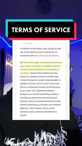 Terms of Service Important Info: They can remove content for “no reason” #termsandconditions #termsofservice