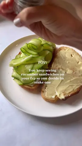 It was actually so good and I felt like I was at a tea party #cucumbersandwich #simplesandwich #sandwichlunch #cucumbers