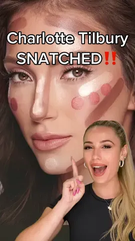 How to get @Charlotte Tilbury SNATCHED‼️Her famous technique for sculpting in seconds!✨Would you try it this?💕#makeup #beauty #contour #highlight