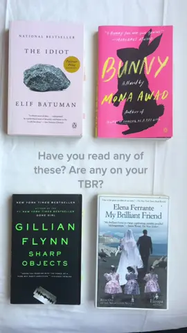 June wrap-up! Id love to know whats on your TBR or if you’ve read any of these :) #june #junetbr #tbr #goodreads #BookTok #books #reading #whattoreadnext #whattoread #theidiot #bunny #monaawad #mybrilliantfriend #gillianflynn
