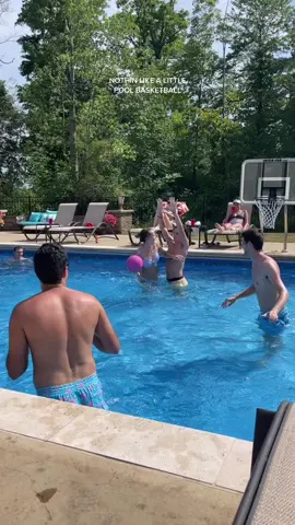 Scratching, pushing and splashing are allowed #4thofjuly #Summer #poolday #poolbasketball #splash